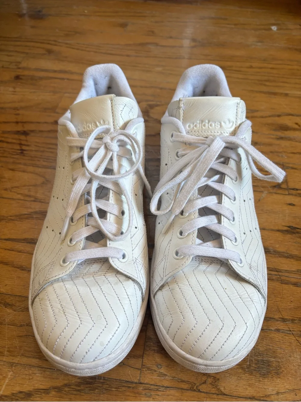 adidas Stan Smith White Quilted Chevron Leather Sneakers